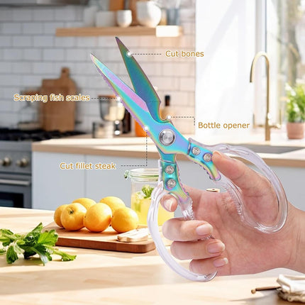 AWinjoy Heavy Duty Sharp Kitchen Scissors, Dishwasher Safe, Cooking Shears for Meat, Chicken, Fish, Poultry, Herb, Bread (Blade Gold)
