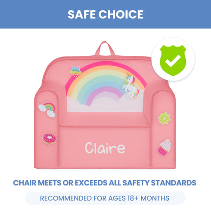 Delta Children Personalized Mix & Match Cozee Kids Chair with Interchangeable Patches, Rainbow