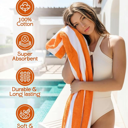 Utopia Towels Large Cabana Stripe Beach Towel (Variety) - Pack of 4, 100% Cotton - Easy Care, Maximum Softness and Absorption (76 x 152 cm)
