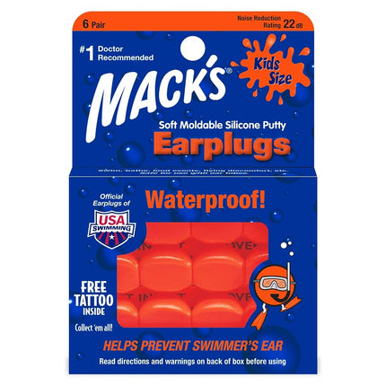 Macks Soft Moldable Silicone Kids Size Earplugs 6 
