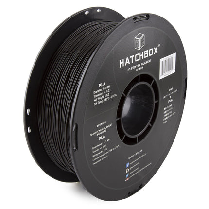 HATCHBOX 1.75mm Black PLA 3D Printer Filament, 1 K