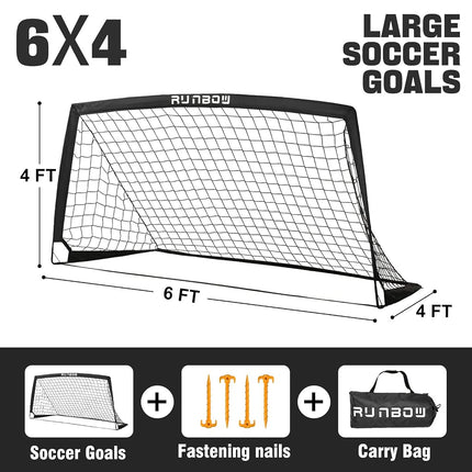6x4 ft Kids Football Goal, Portable Junior Practice Soccer Net for Garden
