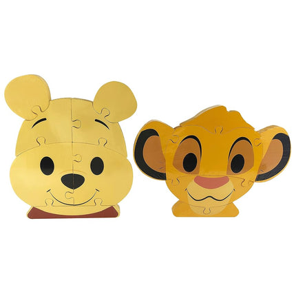 Disney Wooden Toys 2-Pack Character Head Puzzle, Winnie the Pooh and Simba, Amazon Exclusive, by Just Play