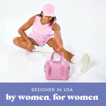 Fit & Fresh Neoprene Lunch Bag For Women, Insulated Womens Lunch Bag For Work, Tear & Stain Resistant Large Lunch Box For Women With Containers and Ice, Machine Washable Remi Bag, Sweet Pink Block