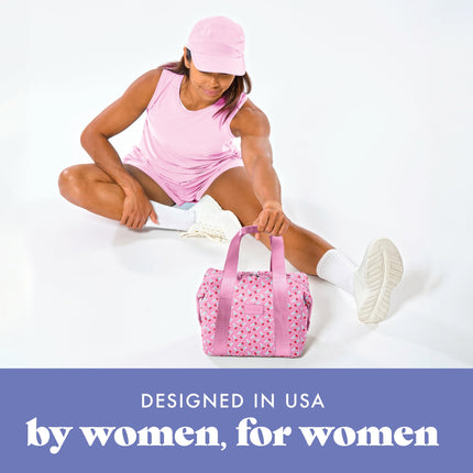 Fit & Fresh Neoprene Lunch Bag For Women, Insulated Womens Lunch Bag For Work, Tear & Stain Resistant Large Lunch Box For Women With Containers and Ice, Machine Washable Remi Bag, Sweet Pink Block