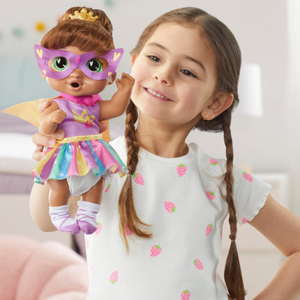Baby Alive Super BFF Sophia Sparkle, muñeca de juguete de 28 cm con pelo castaño, para disfrazar, para niñas y niños a partir de 3 años (exclusivo de Amazon)
