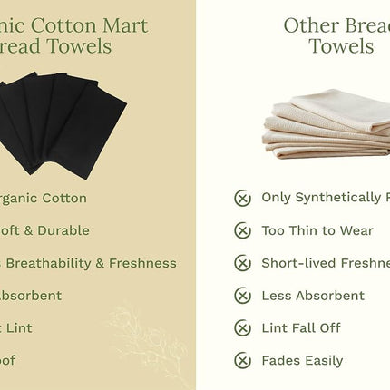 Organic Cotton Mart Black Flour Sack Tea Towels - 100% Cotton, 27"x27", 5 Pack, Highly Absorbent Black Dish Towels - Versatile Use for Baking - Customize with Embroidery, Printing or Sublimation