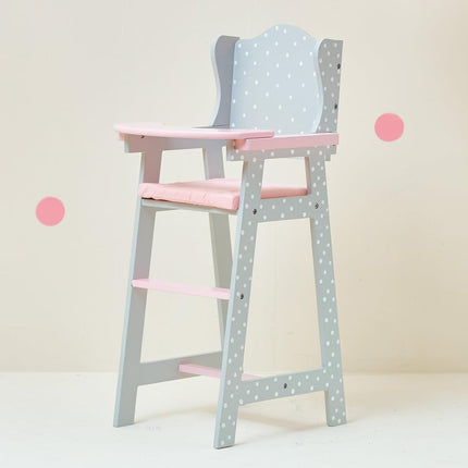 Olivia’s Little World Polka Dot Princess Baby Doll High Chair with Tray, Grey