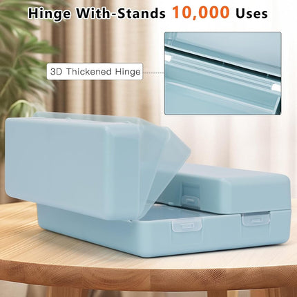 FYY Daily Pill Organizer,2 Pcs 7 Compartments Portable Pill Case Travel Pill Organizer,[Folding Design] Pill Box for Purse Pocket to Hold Vitamins,Cod Liver Oil,Supplements and Medication-Blue Clear