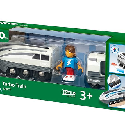 BRIO World Battery Powered Turbo Speed Toy Train for Kids Age 3 Years Up - Wooden Railway Set Add On Accessories