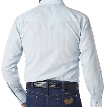 Wrangler Men's Sport Western Two Pocket Long Sleeve Snap Shirt, Blue, XXL Tall