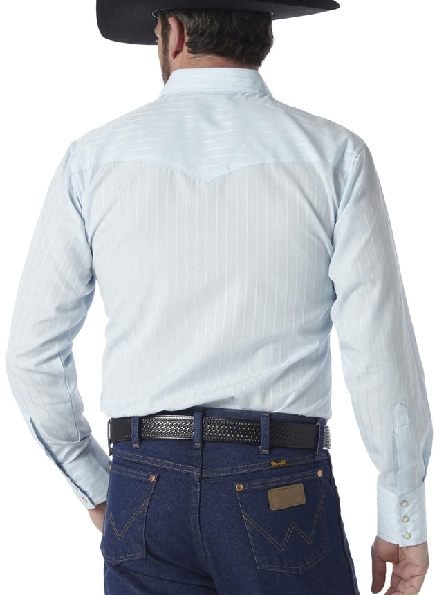Wrangler Men's Sport Western Two Pocket Long Sleeve Snap Shirt, Blue, XXL Tall