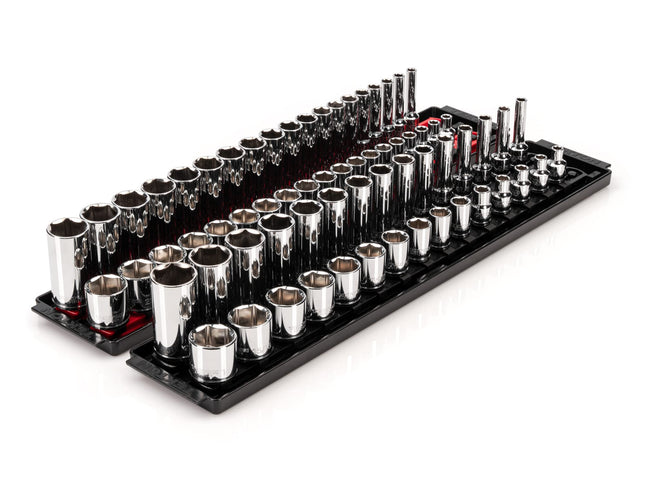 TEKTON 3/8 Inch Drive 6-Point Socket Set with Rail