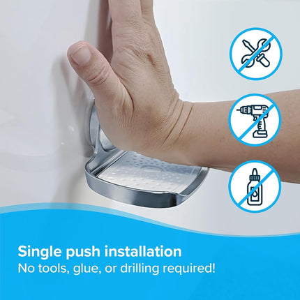 SlipX Solutions Strong Hold Suction Cup Soap Dish for Shower, Chrome