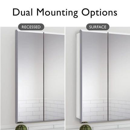Design House 36 Inch Cyprus Bathroom Medicine Cabinet, Durable Pre-Assembled Wall Mounted Cabinet w/Frameless Mirrored Doors, White, 590265