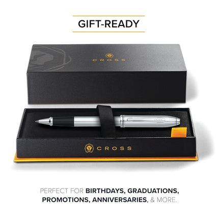 CROSS Townsend Lustrous Chrome Rollerball Pen with Chrome-Plated Appointments incl. Luxury Gift Box – Refillable Rolling Ball Pen