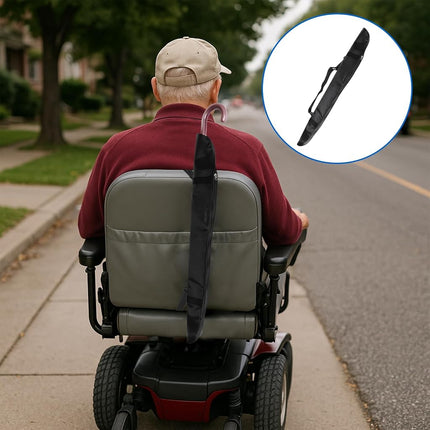CHOYTONG Cane Holder for Scooters, Power Chairs & Wheelchairs - Universal Crutch & Umbrella Carry Bag, Mobility Aid Accessory for Walking Stick, Crutches, Umbrella Storage (33" L)