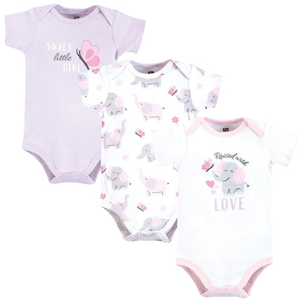 Hudson Baby Unisex Baby Cotton Bodysuits, Elephant Butterfly, 9-12 Months