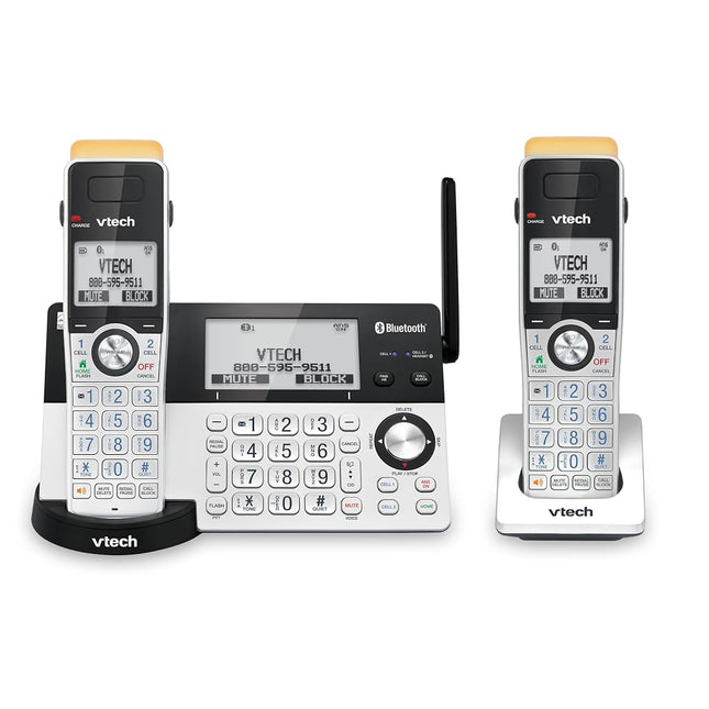VTech IS8151-2 Super Long Range 2 Handset DECT 6.0 Cordless Phone for Home with Answering Machine, 2300 ft Range, Call Blocking, Bluetooth, Headset Jack, Power Backup, Intercom, Expandable to 12 HS