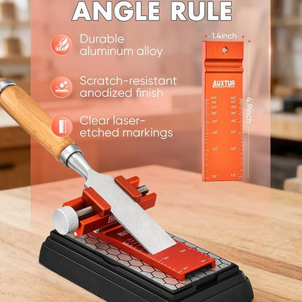 AUXTUR Honing Guide & Chisel Sharpening Jig Set with Angle Rule