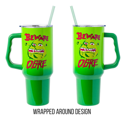 Silver Buffalo Shrek Beware Ogre 40oz Stainless Steel Tumbler w Handle