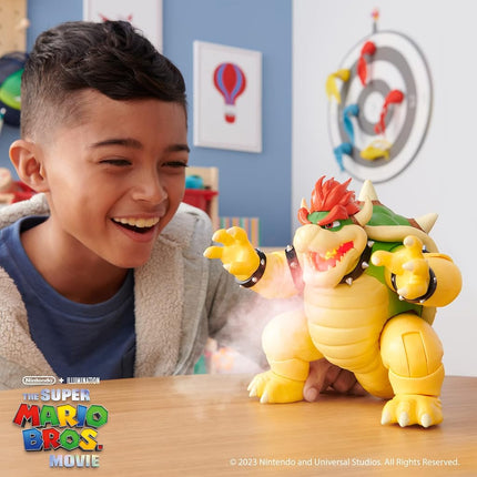 Jakks Pacific Super Mario Bros Fire Breathing Bowser 7”/ 17.5cm, Officially Licensed Nintendo, Highly Articulated Interactive Figure, Durable and Highly Detailed, Perfect for Play and Display
