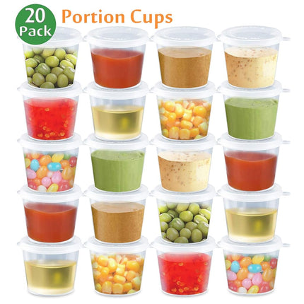 Enther Meal Prep Containers [20 Pack] 36oz 3 Compartment with Lids, Food Storage Bento Box with Souffle Cups BPA Free/Reusable/Stackable, Microwave/Freezer/Dishwasher Safe, Portion Control Black