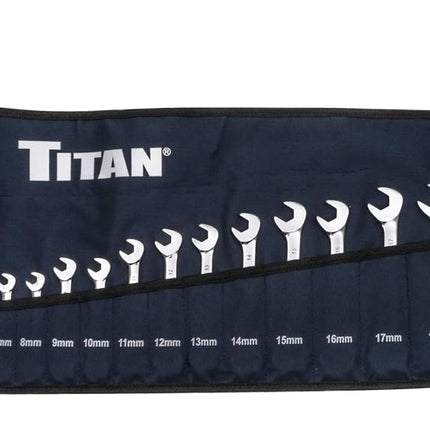 Titan 17284 14-Piece Metric Angle Head Open End Wrench Set