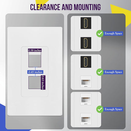 ENERLITES Duplex RJ11 Telephone Jack Wall Plate, 6-Position 6-Conductor 6P6C (2 Line Support), 1-Gang 4.50" x 2.76", 6671-W, White