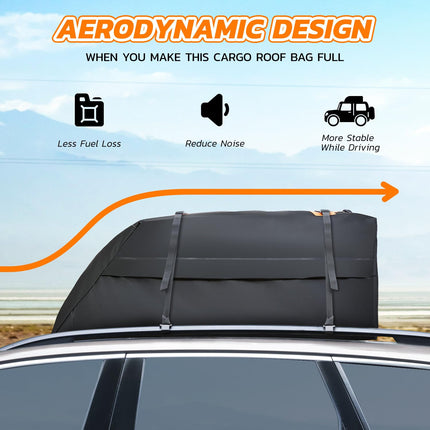 DNA MOTORING PVC Heavy Duty Water Proof Car Roof Bag with Electrically Welded Seam, 4 Reinforced Fix Starps, Universal Fit Compatible with All Vehicle with Roof Rails or Cross Bars, TOOLS-00422