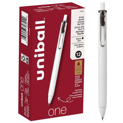 uni-ball one Retractable Gel Pens, Ultra Micro Point (0.38mm), Black Ink, 12 Count