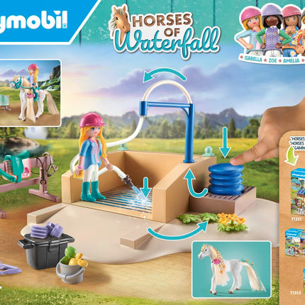 Playmobil 71354 Horses of Waterfall Washing Station with Isabella and Lioness, extensive rides and joint selfies, fun imaginative role-play, sustainable play sets suitable for children ages 5+