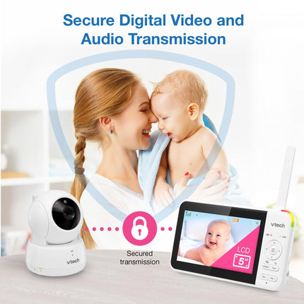 *Spanish Version* VTech VM924 Remote Pan-Tilt-Zoom Video Baby Monitor, 5" LCD Screen, Up to 17 Hrs Video Streaming, Night Vision, Up to 1000ft Range, Soothing Sounds, 2-Way Talk, Temperature Sensor