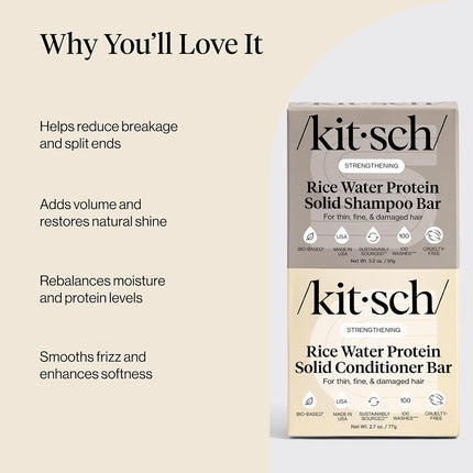 Kitsch Rice Water Solid Shampoo and Conditioner Set for Hair Growth – 2 pcs