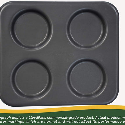 LloydPans Egg Pan, 9.5 x 11 Inch 4-Cavity Round Egg Pan, Pre-Seasoned PSTK