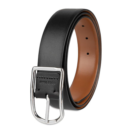 Cole Haan Men's Reversible Center Bar Buckle Casual Belt, Black/Tan, 34