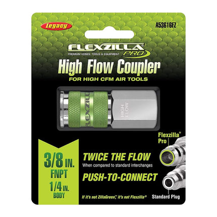 Raccord rapide grand débit Flexzilla Pro, corps 1/4", FPT 3/8" - A53616FZ