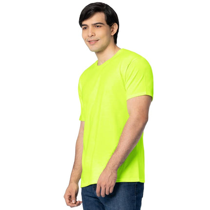 Camisetas de algodón Eversoft para hombre Fruit of The Loom, transpirables y que absorben la humedad con control de olores, tallas S-4x, paquete de 2 unidades en verde seguridad, 3XL