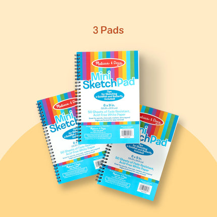Melissa & Doug Mini Bloc de papier à croquis (15 x 23 cm) - 50 feuilles, paquet de 3