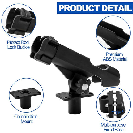 Bekith 2 Pack Adjustable Powerlock Rod Holder with Combo Mount, Black Finish