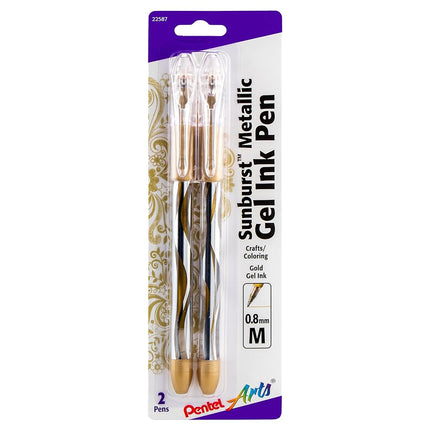 Sunburst Metallic Gel Pen Medium Line 2/Pkg-Gold