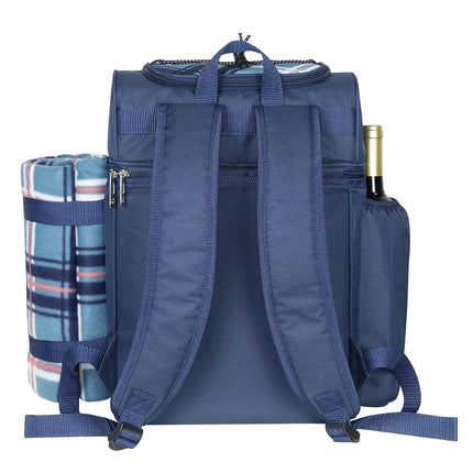 Hap Tim Picnic Basket Backpack for 2 Person with 2 Insulated Cooler Compartment, Wine Holder, Fleece Blanket, Cutlery Set, Gifts Ideals for Wedding, White Elephant, Bridal Showers, Christmas