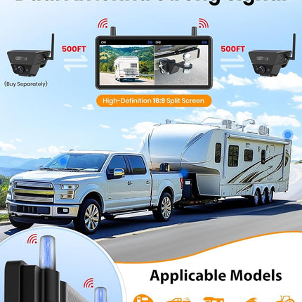 AUTO-VOX Wireless Backup Camera Solar Magnetic, 7.2" DVR 1080P Monitor