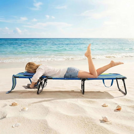 GYMAX Tanning Chair, 330lbs Beach Lounge Chair with Face Hole