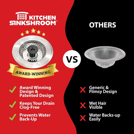 SinkShroom Kitchen Revolutionary Clog-Free Stainless Steel Sink Strainer, Black