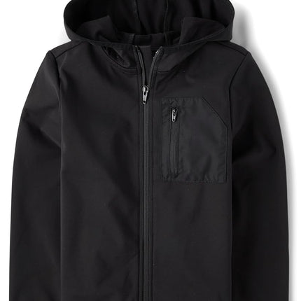 Sudadera con capucha de cremallera completa Soft Tech para niños de The Children's Place, Onyx, XXG