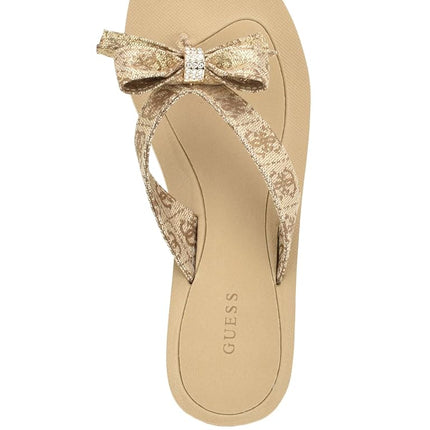 GUESS Women's Tuta Flip-Flop, Gold 710, 6.5 UK