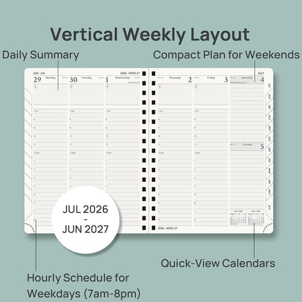 POPRUN Planner 2026-2027 (Medium - 6.5'' x 8.5'') Academic Weekly Planner