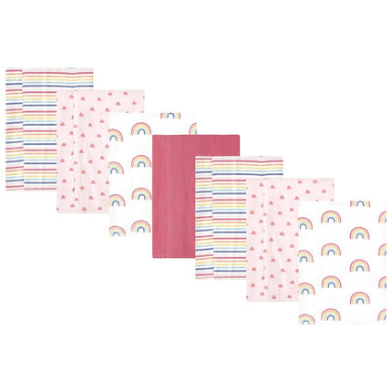Langes à rot en flanelle de coton unisexe Hudson Baby, motifs arc-en-ciel créatifs, paquet de 7, taille unique