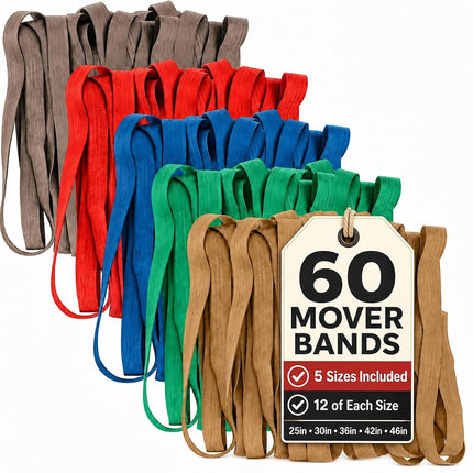 60 Pack Mover Bands – Extra Large Rubber Bands for